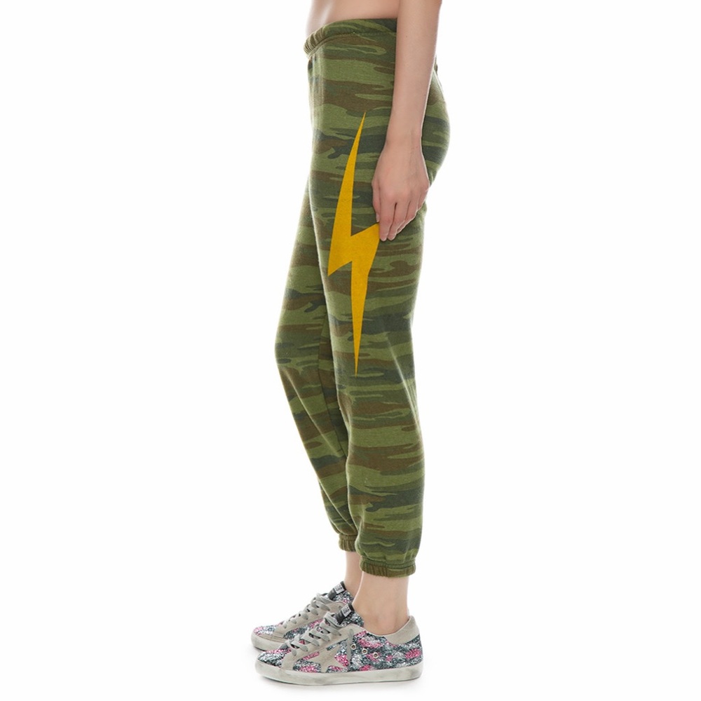 Aviator Nation Green Camo Bolts Sweatpants